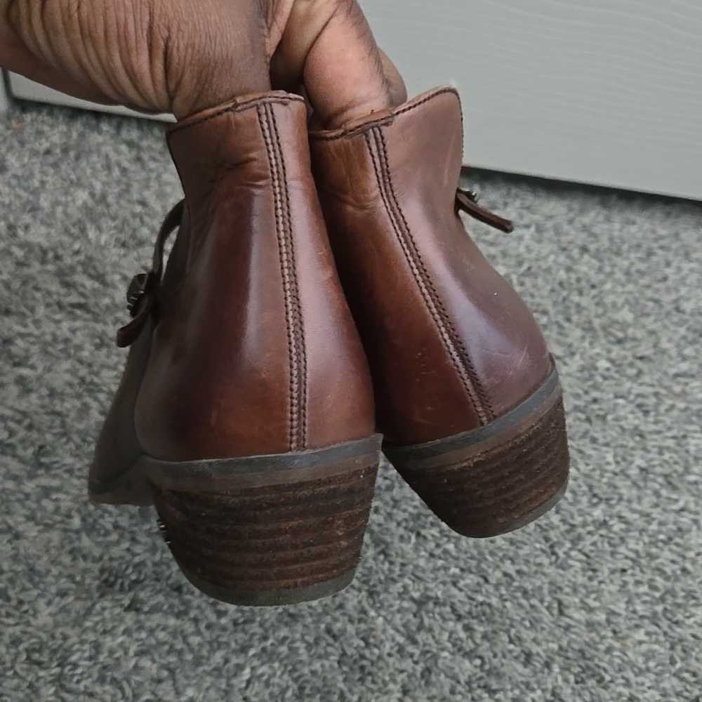 Sam Edelman Brown Leather Slip On Ankle Boots Size 7.5 - Picture 4 of 11